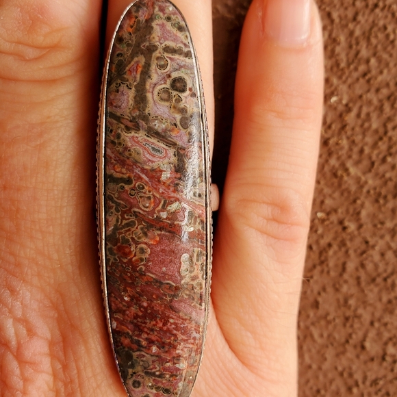 New Huge Leopard Skin Jasper 925 Silver Statement Ring. - Picture 6 of 12